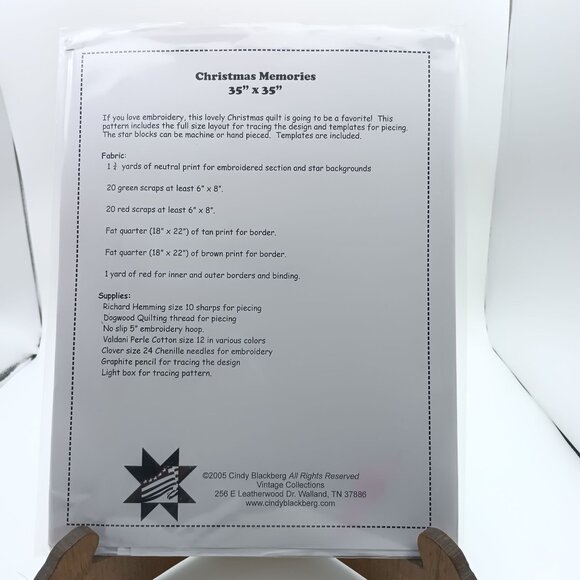 Christmas Memories Quilt Pattern 35" X 35" By Cindy Blackbergs Vintage Collectio - Picture 2 of 2